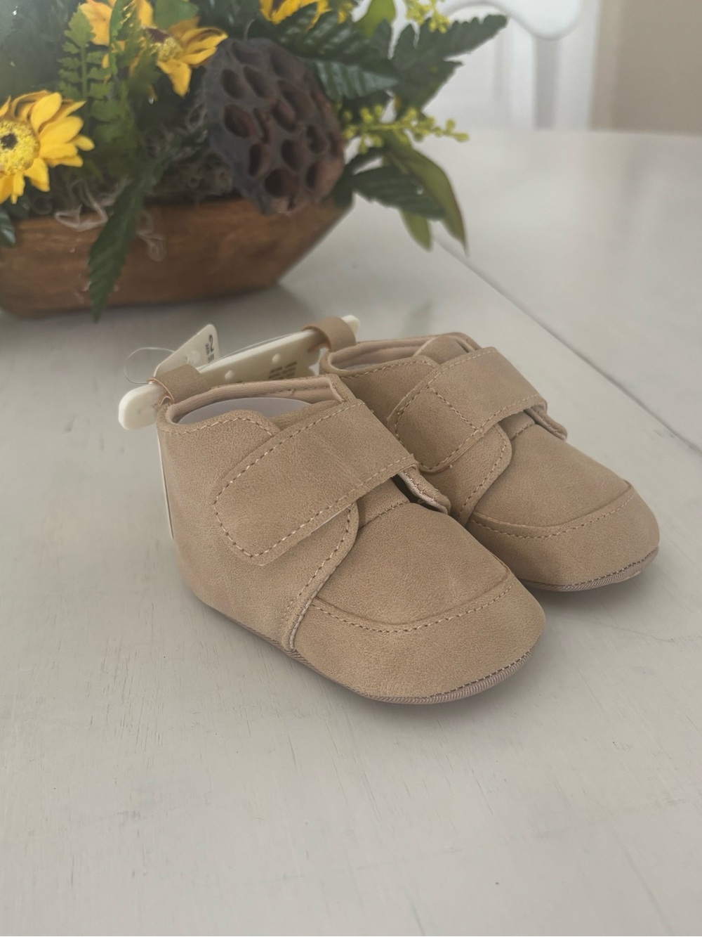 Lucky Brand Beige/Tan Baby Walker Shoes with Velcro Straps - Picture 2 of 5